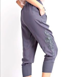 Soft Embroidery Joggers (Grey)